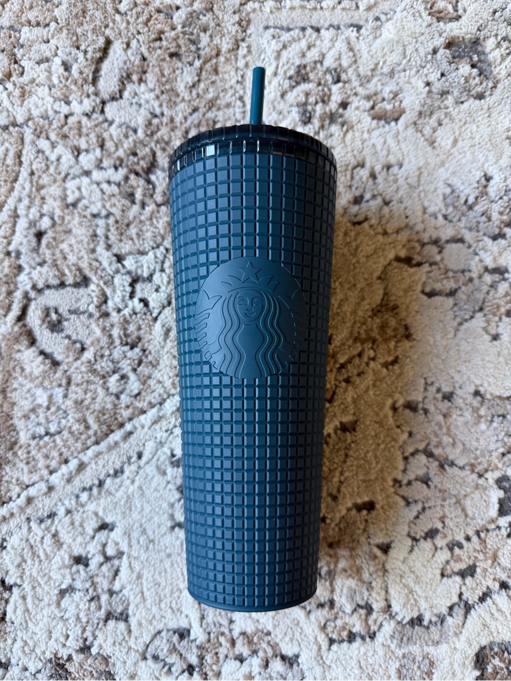 Starbucks Matte Teal Grid Tumbler with Straw